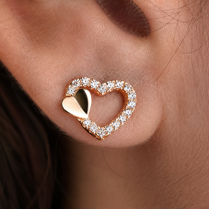 American Diamond heart rose gold delicated Earrings.