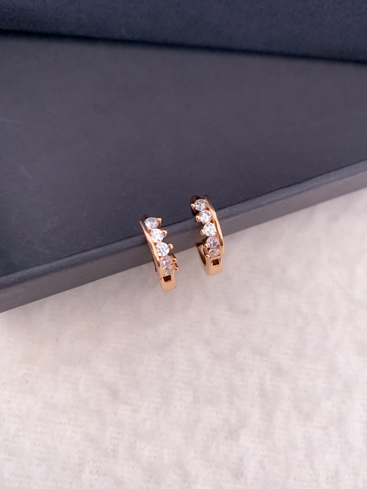 Buy 1 Get 1 Free -American Diamond Rose Gold Fancy Bali Earrings - BALI - Belleza Jewels