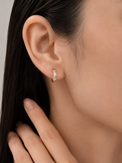 Rose Gold Crystal Hoop Earrings – Minimal Everyday Luxury