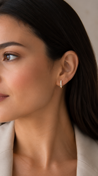 Rose Gold Crystal Hoop Earrings – Minimal Everyday Luxury