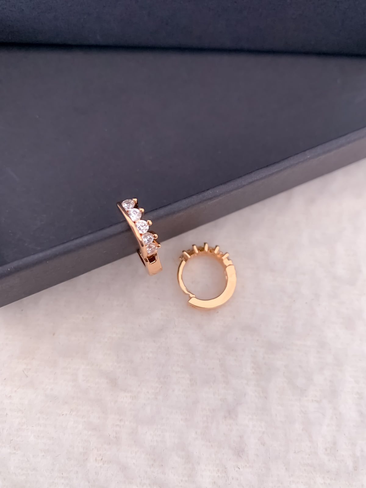 Buy 1 Get 1 Free -American Diamond Rose Gold Fancy Bali Earrings - BALI - Belleza Jewels