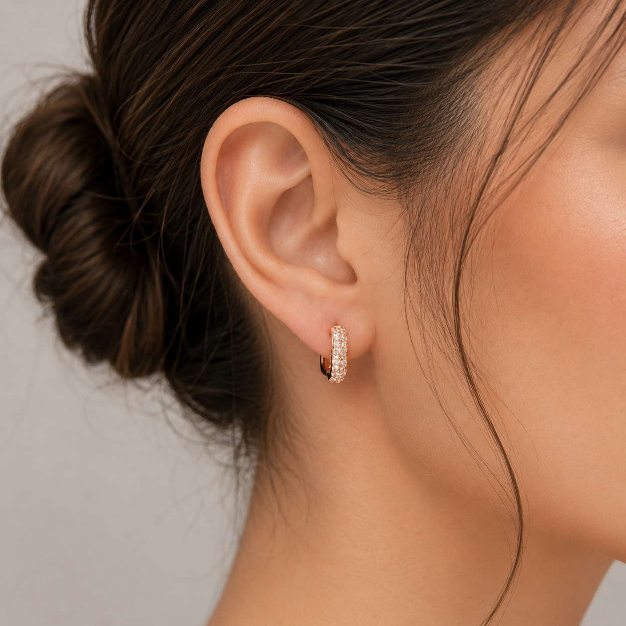 American Diamond Rose Gold Plated Fancy Bali Earrings