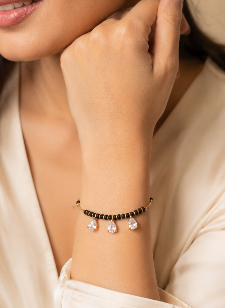 Triple Drop American Diamond Mangalsutra Bracelet for Women