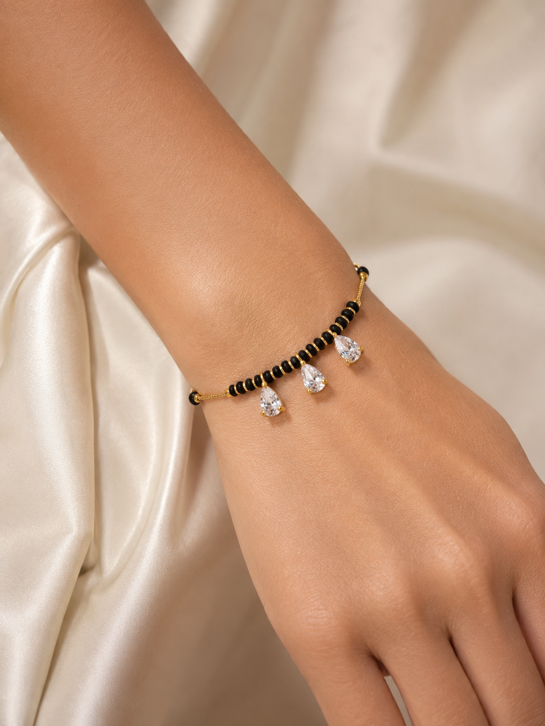 Triple Drop American Diamond Mangalsutra Bracelet for Women