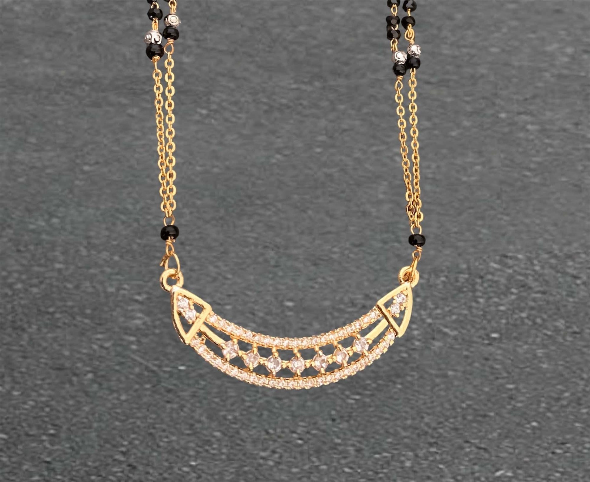 BUY 1 GET 1 FREE - American Diamond Fancy High Gold Delicate Mangalsutra - Mangalsutra - Belleza Jewels