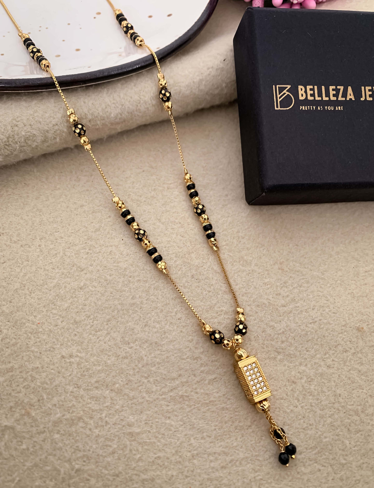 Buy 1 Get 1 Free-American Diamond High Gold Plated Fancy Delicate Mangalsutra - Mangalsutra - Belleza Jewels