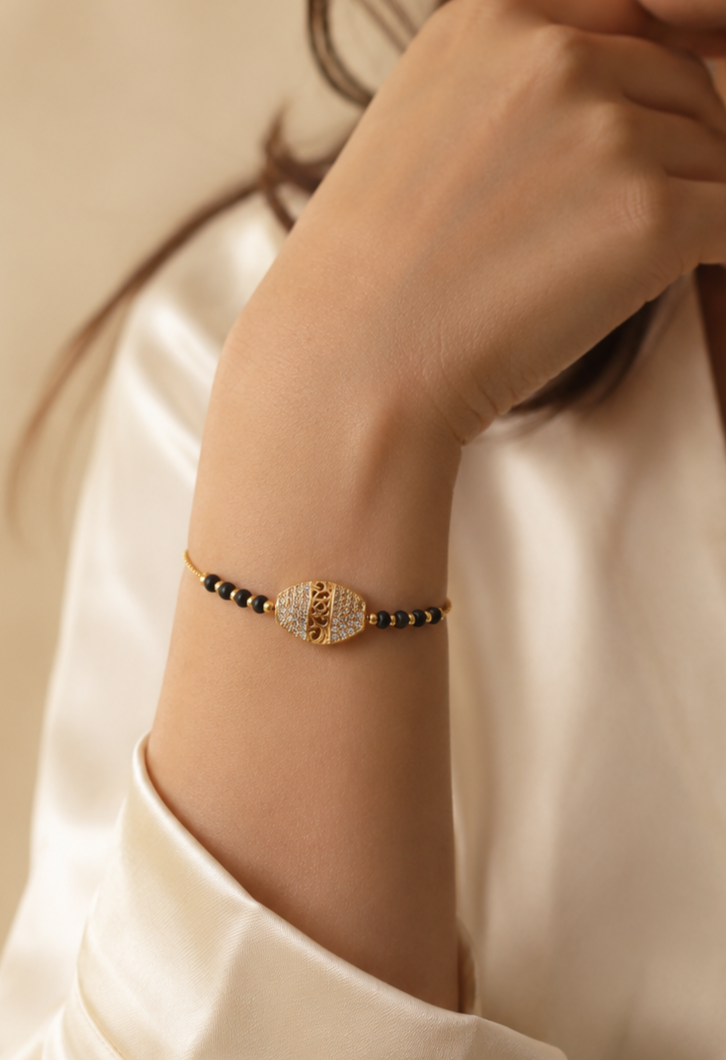 American Diamond High Gold  Plated Hand Mangalsutra