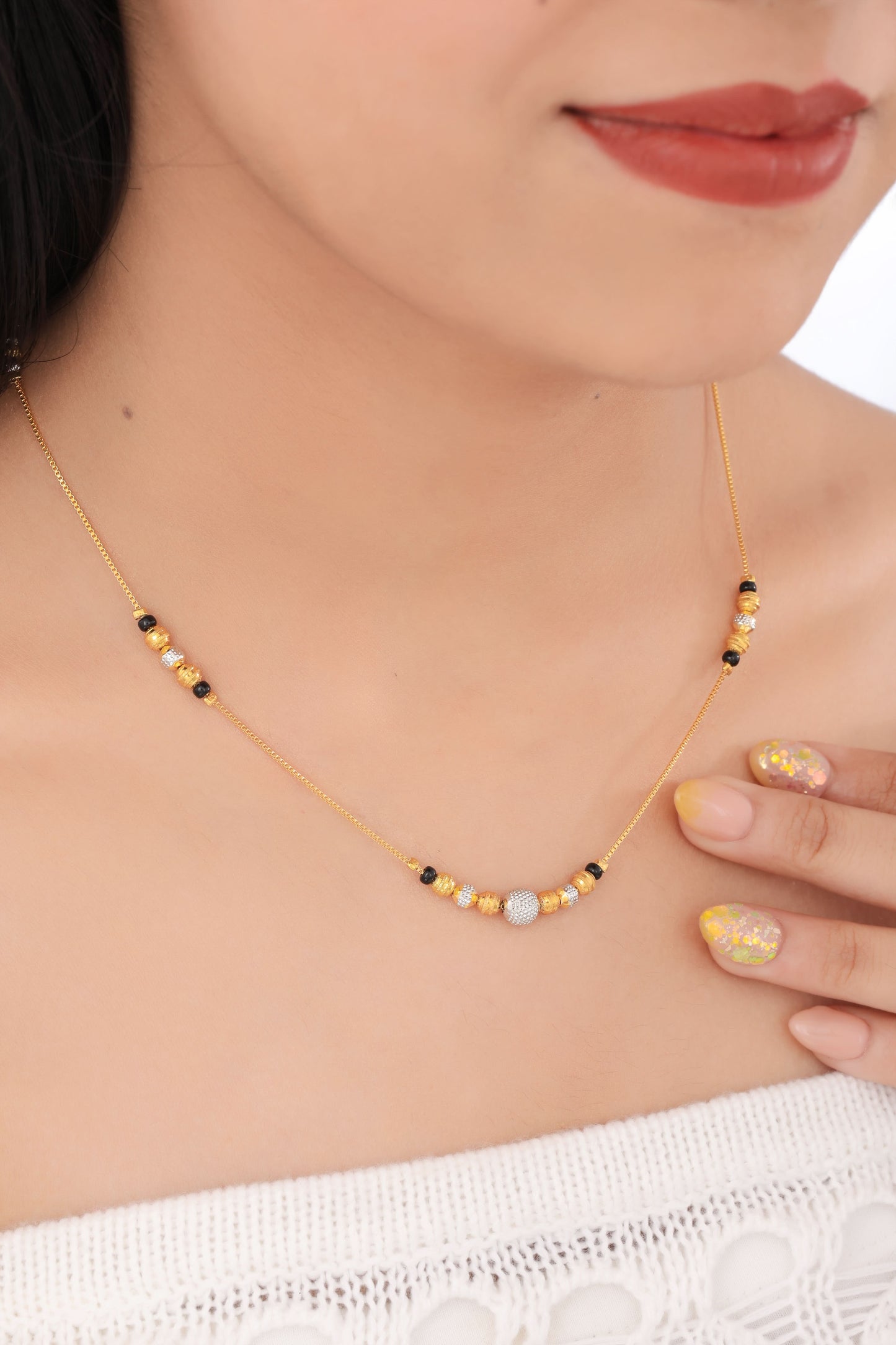 BUY 1 GET 1 FREE - American Diamond Gold Plated Fancy Delicate Mangalsutra