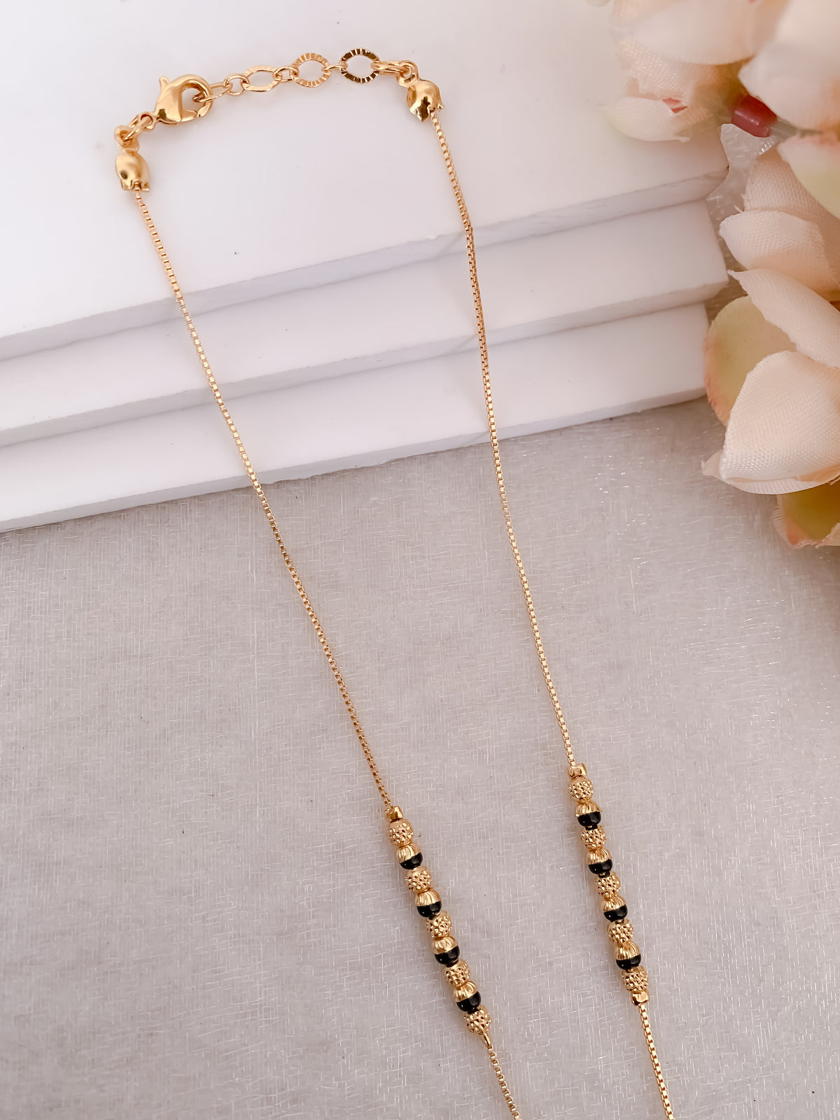 Buy 1 Get 1 Free -Traditional Gold Plated Mangalsutra with Black Beads & Stone Pendant - Mangalsutra - Belleza Jewels