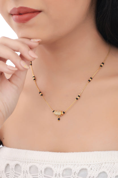Buy 1 Get 1 Free -  American Diamond fancy chain high gold plated mangalsutra