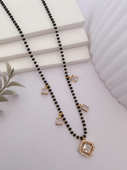 Buy 1 Get 1 Free - Square Crystal Drop Minimal Mangalsutra Necklace