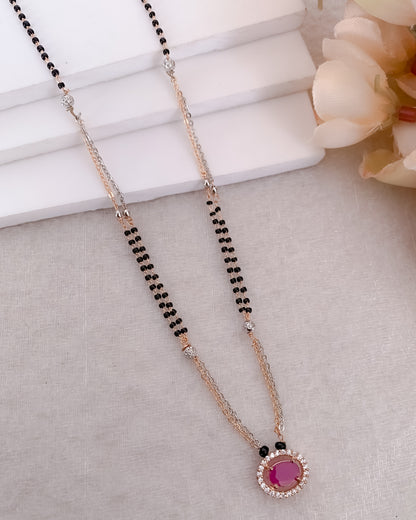 Buy 1 Get 1 Free - American Diamond High Gold Ruby colour Fancy Mangalsutra