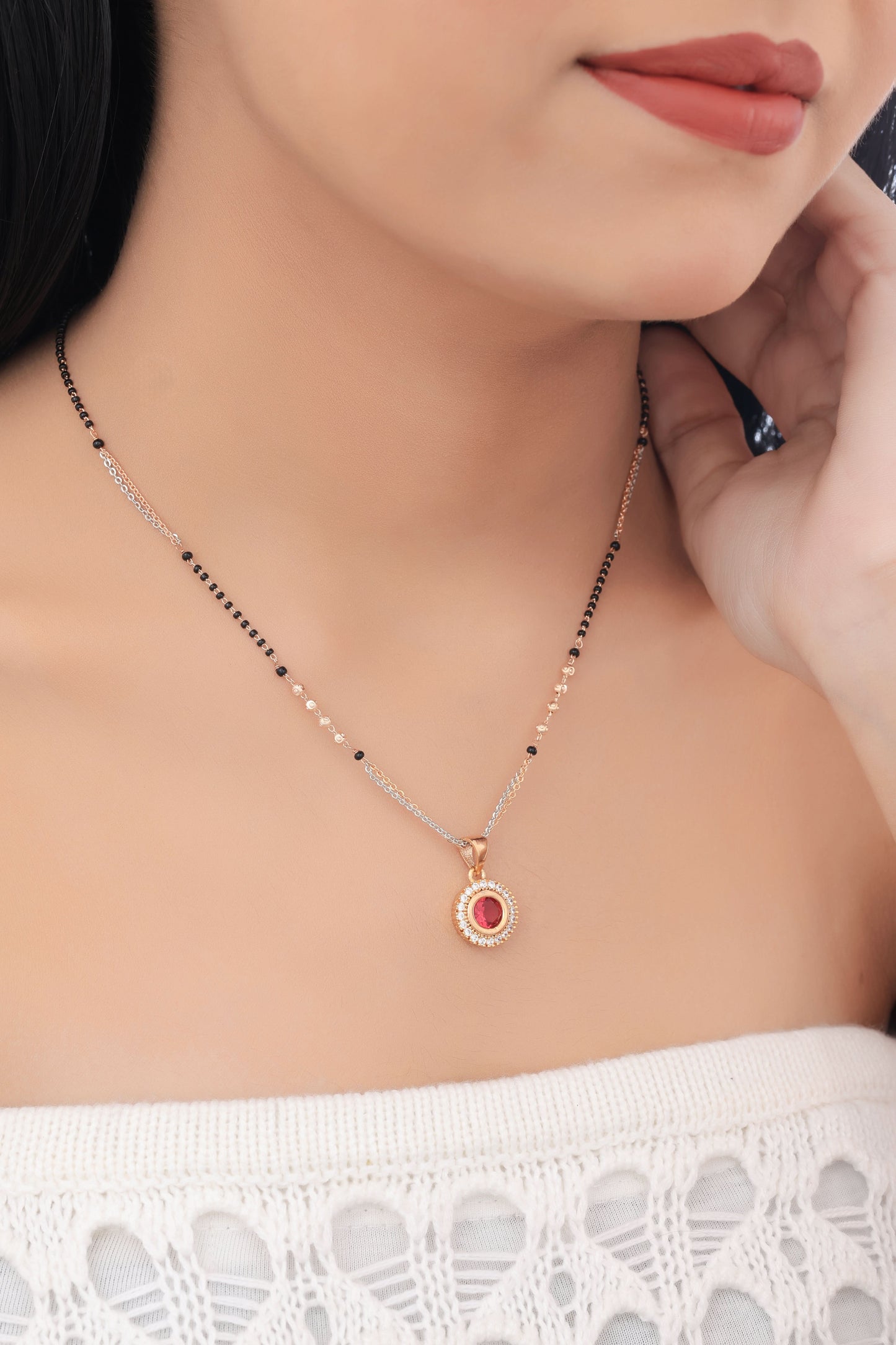 Buy 1 Get 1 Free - American Diamond High Rose Gold Plated Delicate Mangalsutra