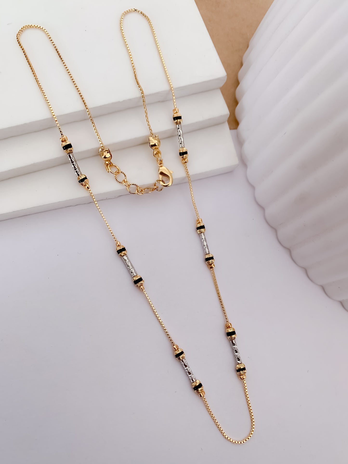 Buy 1 Get 1 Free - Crystal Accent Black Bead Mangalsutra