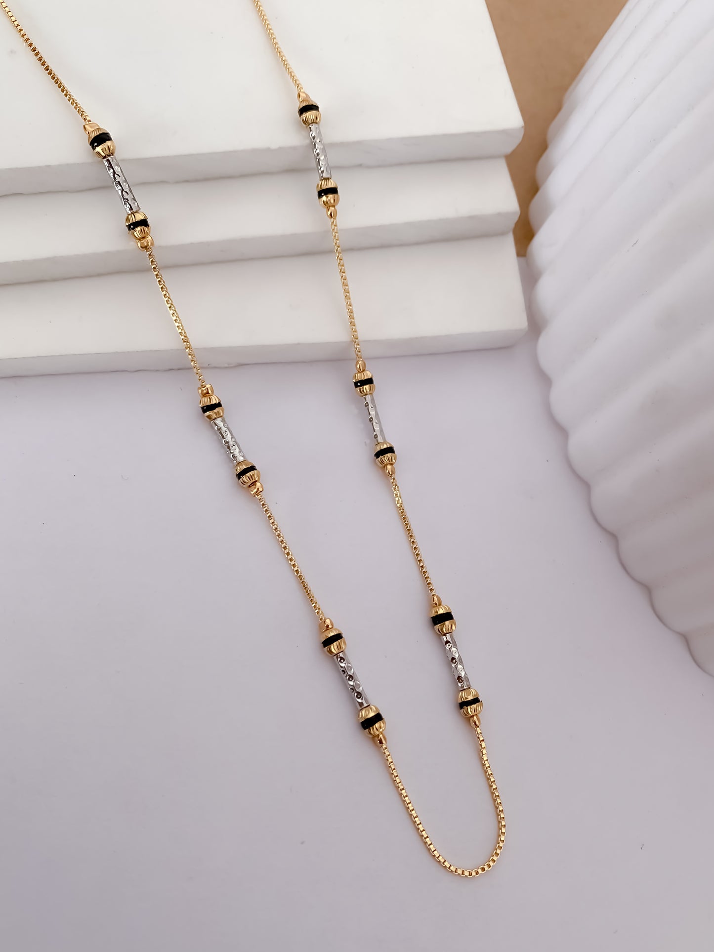 Buy 1 Get 1 Free - Crystal Accent Black Bead Mangalsutra