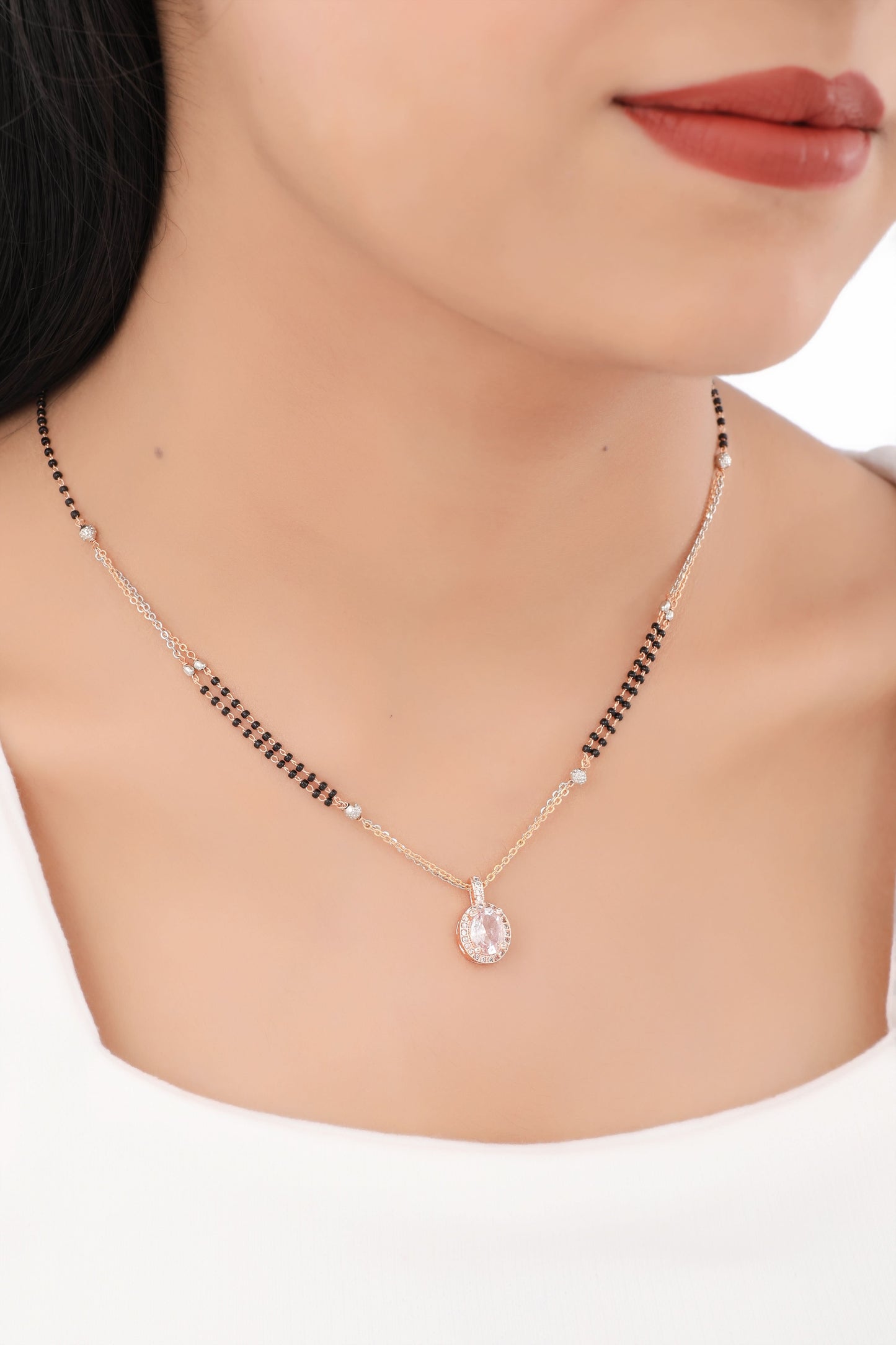 Buy 1 Get 1 Free - American Diamond Rose Gold Delicate Fancy Mangalsutra