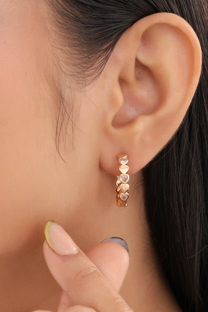Buy 1 Get 1 Free-American Diamond Rose Gold Delicate Bali Earrings - BALI - Belleza Jewels