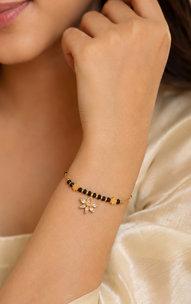 Fancy Gold Plated Delicate Hand Mangalsutra