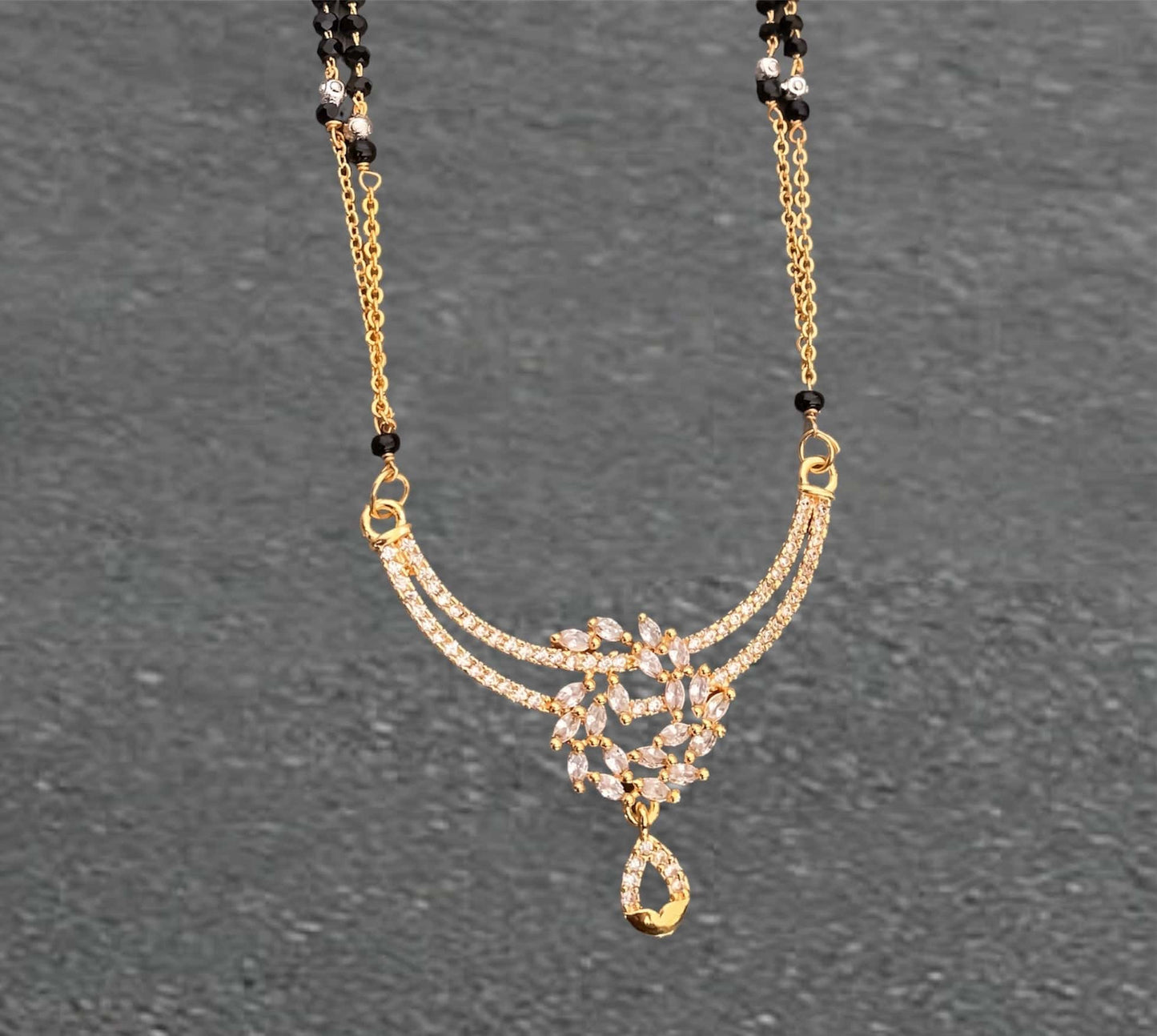 BUY 1 GET 1 FREE - American Diamond Fancy Chain High Gold Royal Look Delicate Mangalsutra - Mangalsutra - Belleza Jewels