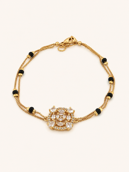 American Diamon Fancy High Gold Plated Delicate Hand Mangalsutra