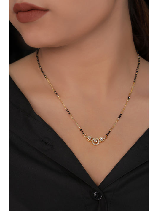 Buy 1 Get 1 Free - American Diamond Gold Plated Delicate Fancy chain Mangalsutra