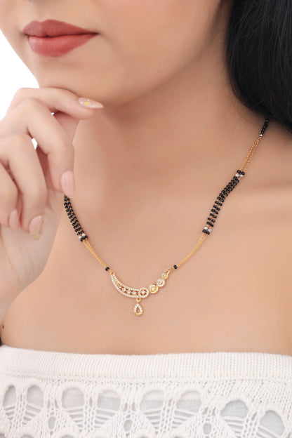 BUY 1 GET 1 FREE -  American Diamond High Gold Pleted Fancy Royal Mangalsutra