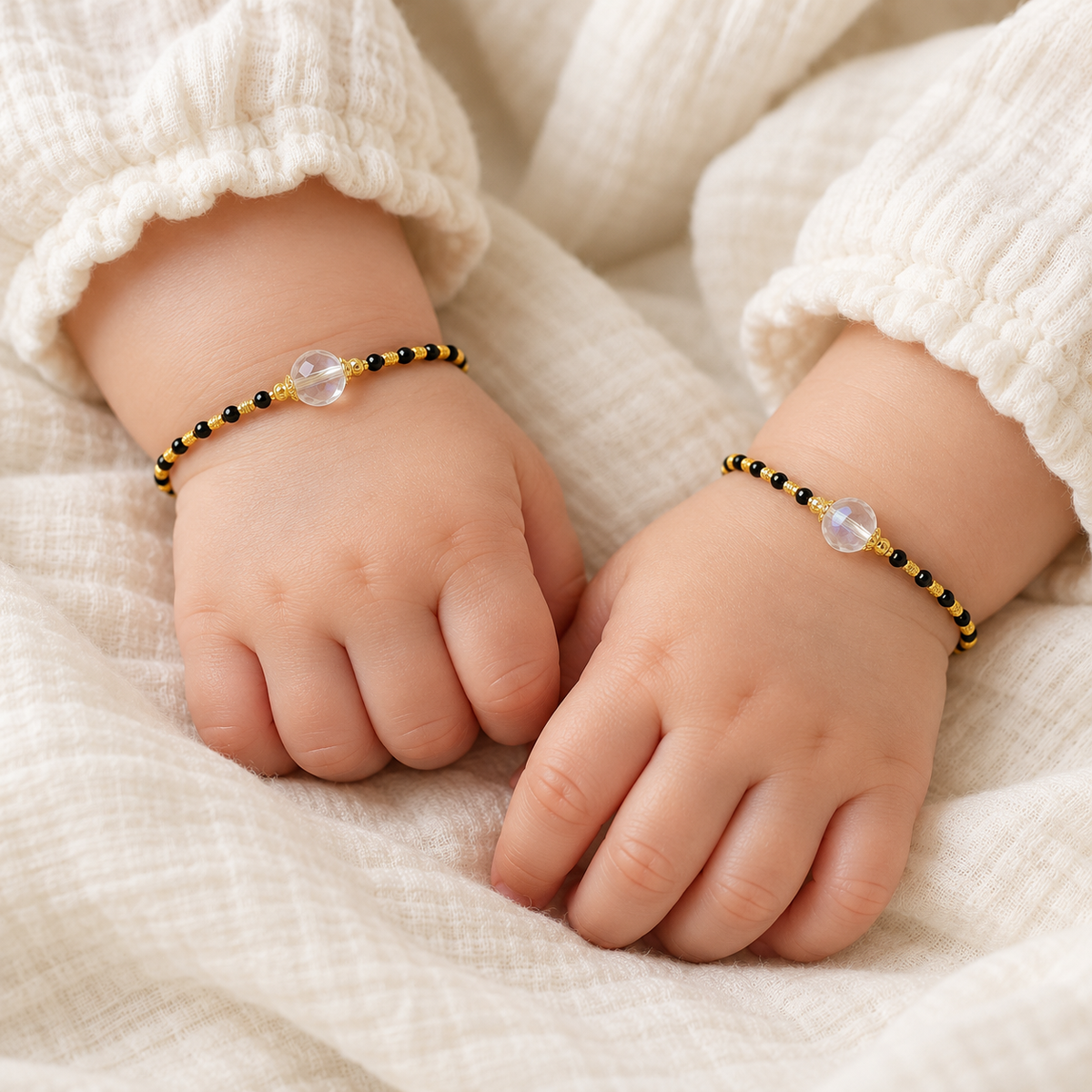 Fancy Bacu with Gold Tone Black Beads Najariya Bracelet