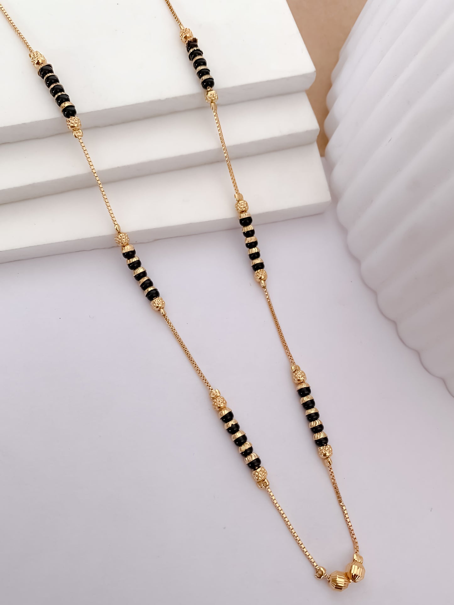 Buy 1 Get 1 Free - Minimal Gold Black Bead Mangalsutra