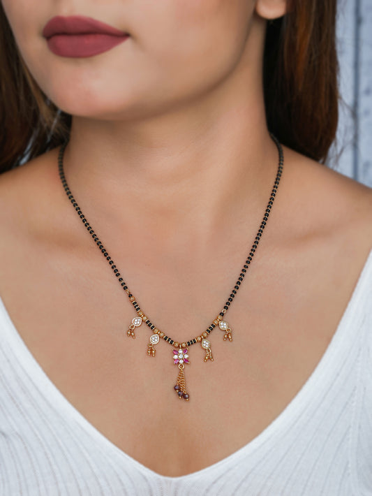 BUY 1 GET 1 FREE- American Diamond High Gold Plated Hanging Delicate Mangalsutra