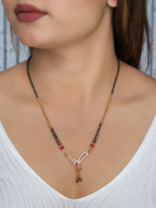 BUY 1 GET 1 FREE- American Diamond HIgh Gold Fancy Delicate Mangalsutra