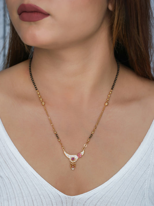 BUY 1 GET 1 FREE-American Diamond High Gold Plted Fancy Mangalsutra