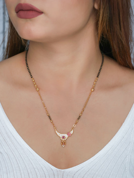 BUY 1 GET 1 FREE-American Diamond High Gold Plted Fancy Mangalsutra