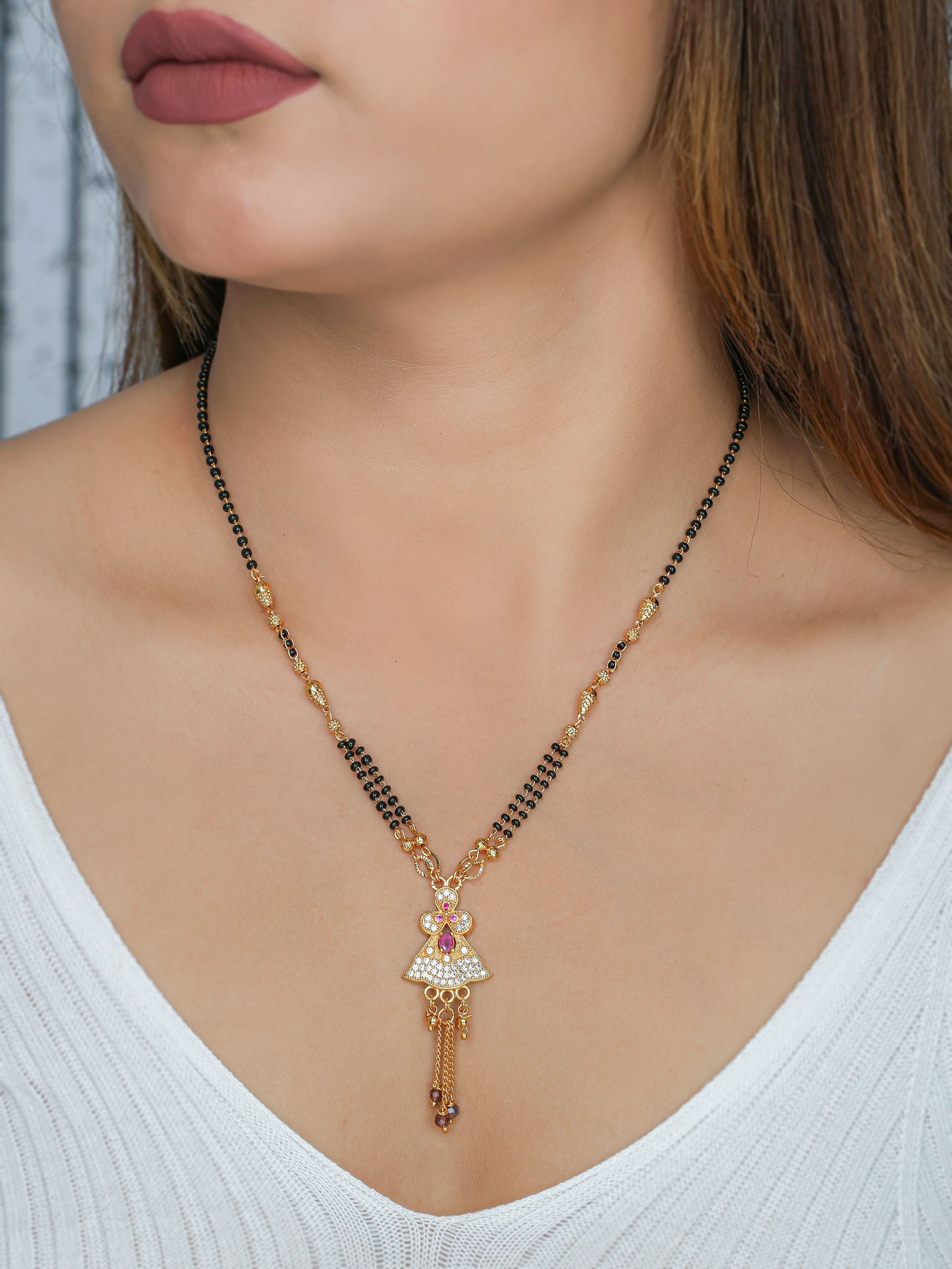 Buy 1 Get 1 Free - American Diamond High Gold Fancy Mangalsutra