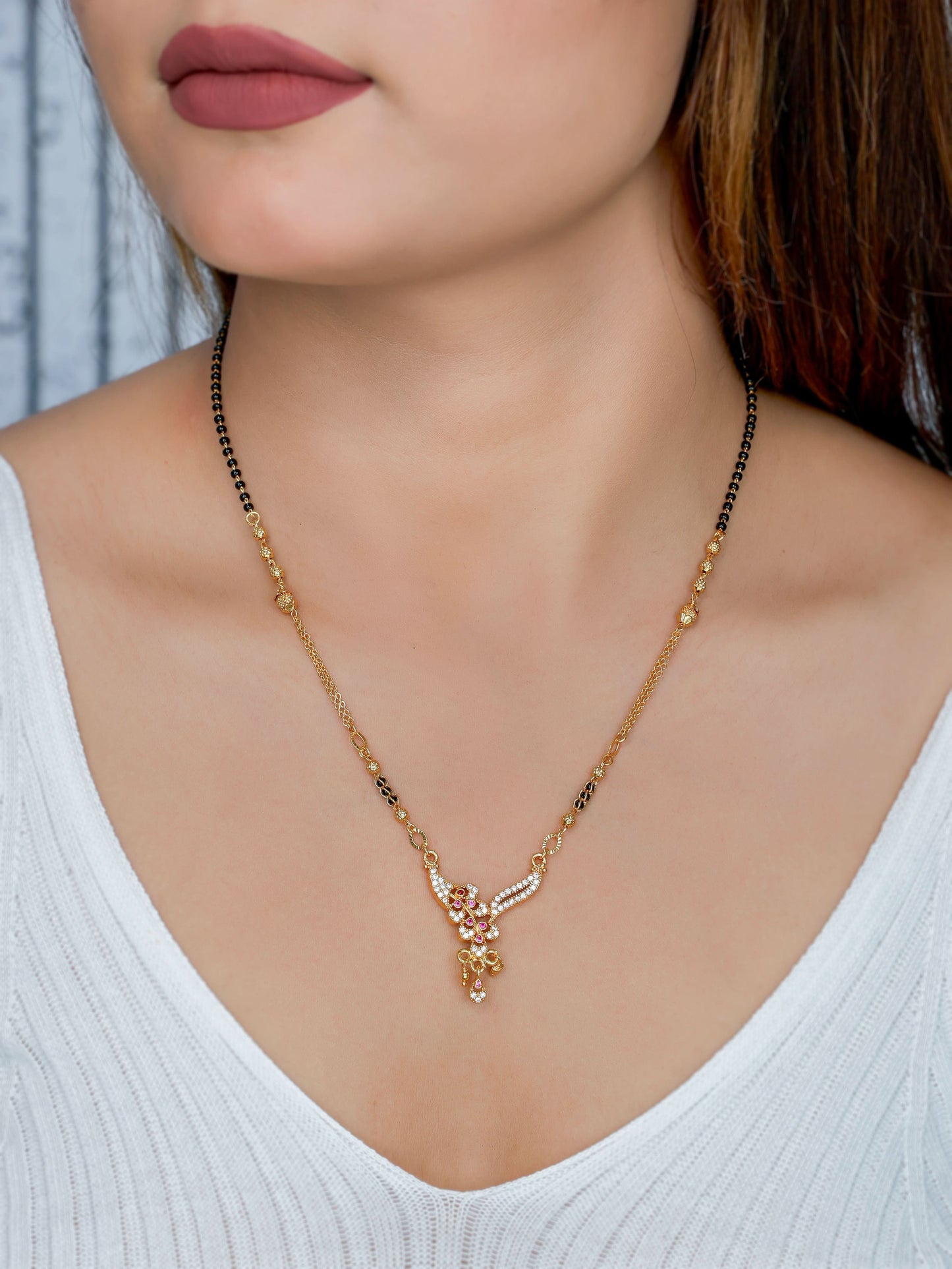 Buy 1 Get 1 Free - American Diamond High Gold Plated Fancy Mangalsutra