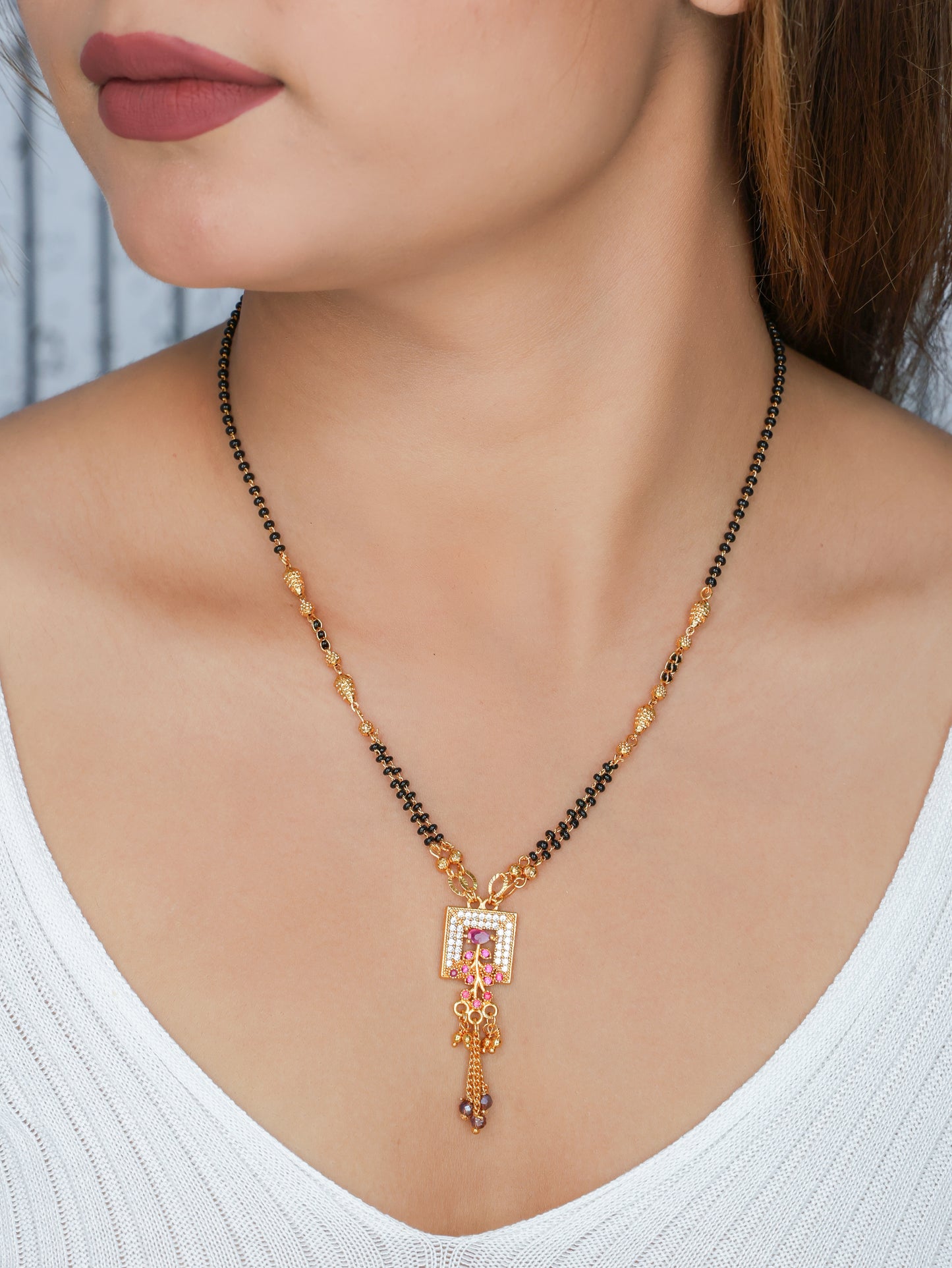 BUY 1 GET 1 FREE- American Diamond Gold Plated Mangalsutra