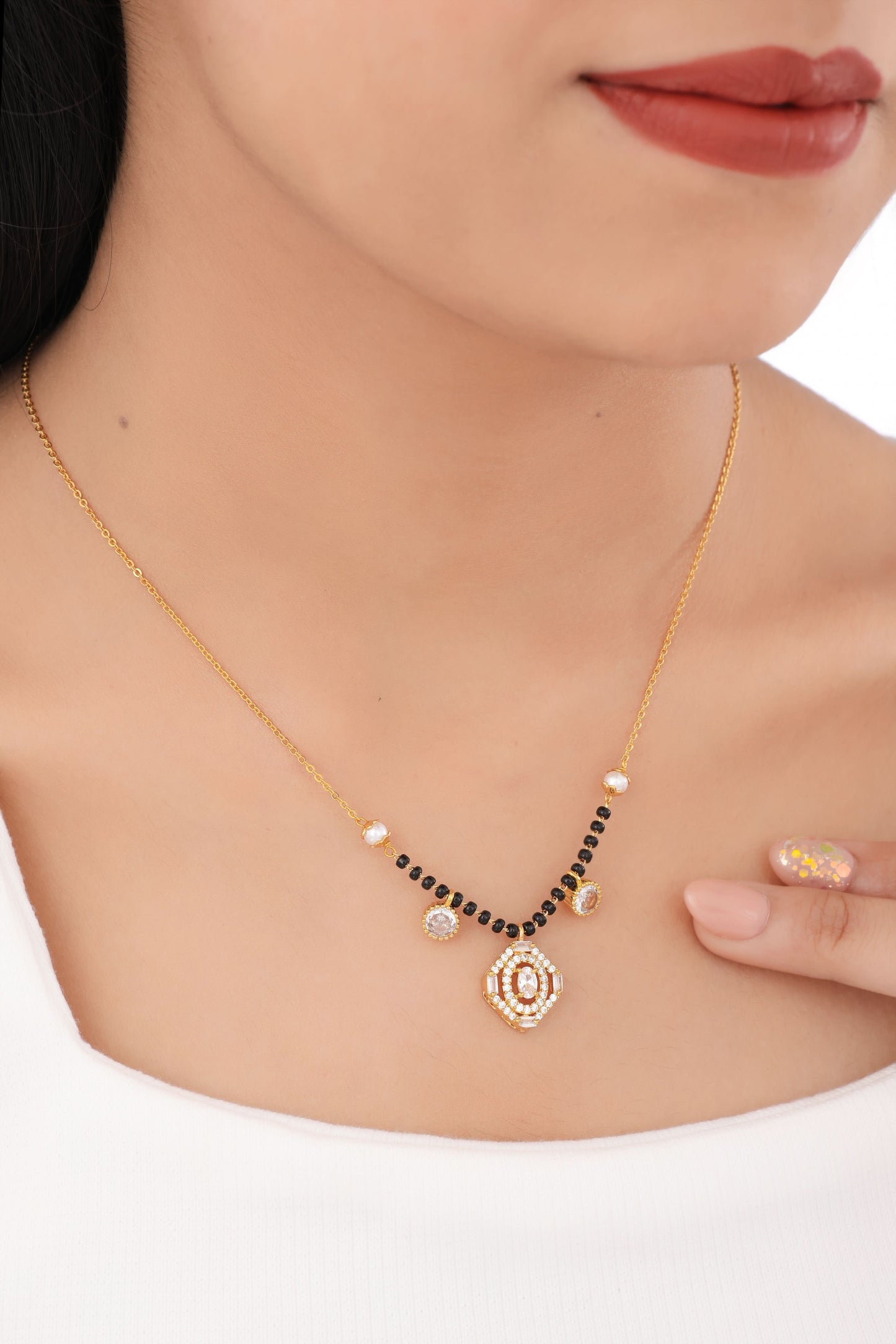 Buy 1 Get 1 Free American Diamond High Gold Plated Fancy Delicate Mangalsutra