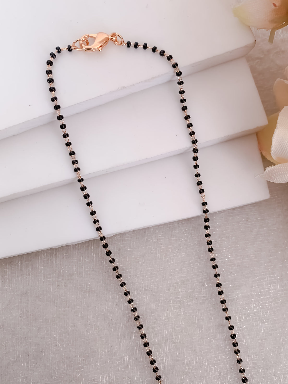 Buy 1 Get 1 Free -Black Rectangle CZ Pendant Mangalsutra | Dual Tone Chain with Black Beads - Mangalsutra - Belleza Jewels
