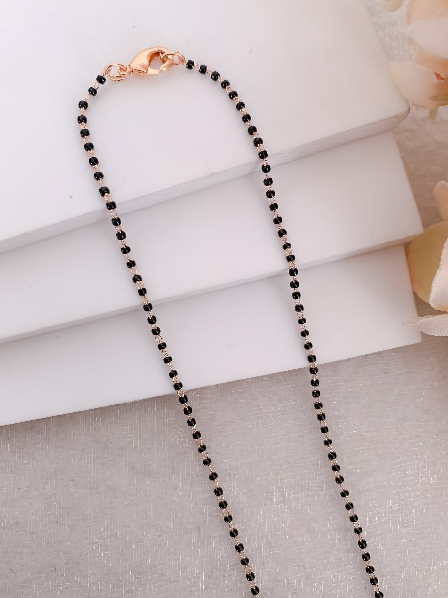 BUY 1 GET 1 FREE - American Diamond Rose Gold Plated  Delicate Heart Shape Fancy Mangalsutra