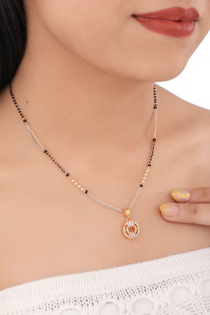 BUY 1 GET 1 FREE - American Diamond Rose Gold Plated Delicate Fancy Mangalsutra