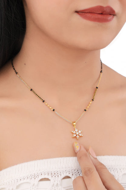 BUY 1 GET 1 FREE - American Diamond Rose Gold Plated Fancy Delicate Mangalsutra