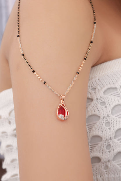 BUY 1 GET 1 FREE American Diamond Rose Gold Plated Delicate Fancy Mangalsutra