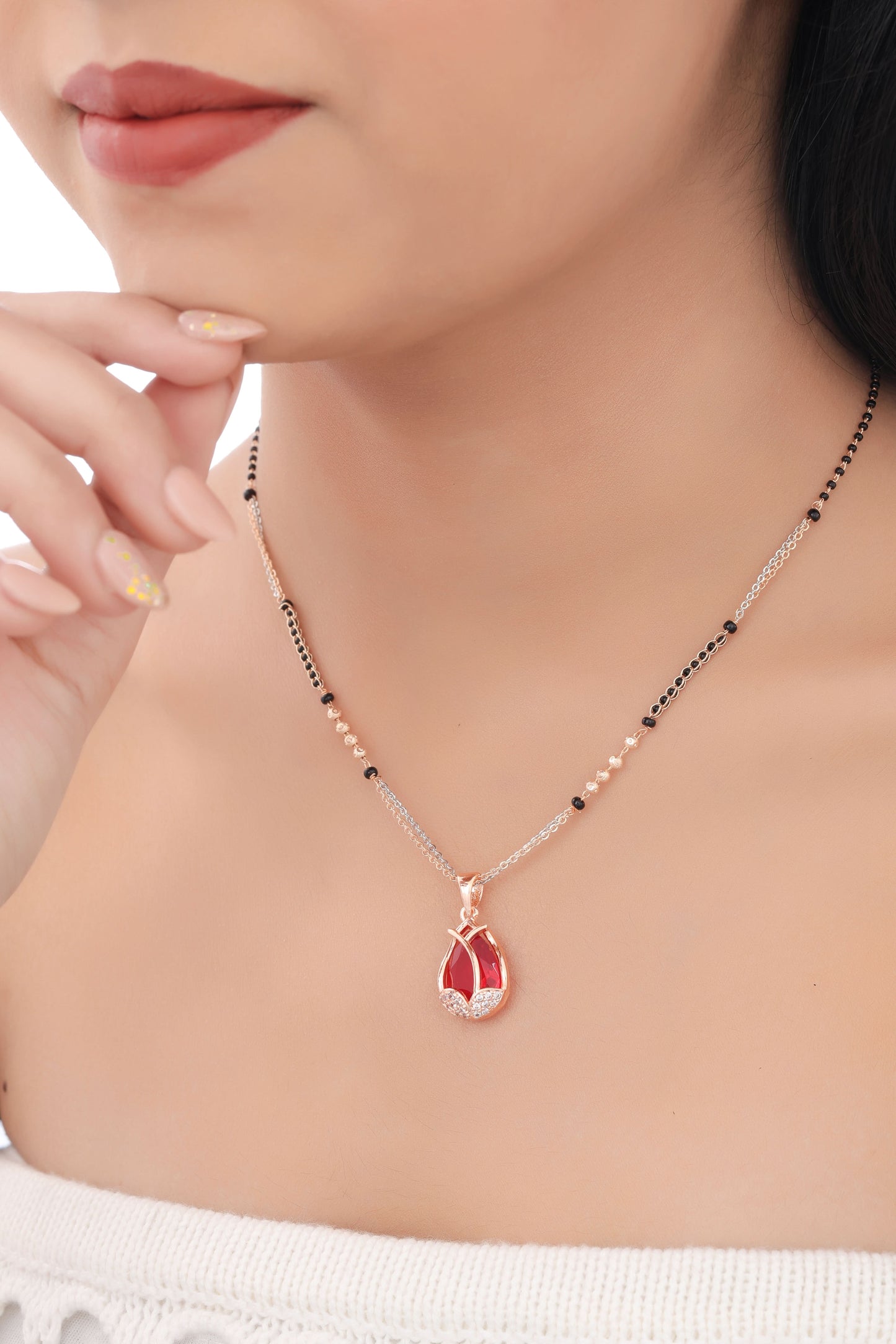 BUY 1 GET 1 FREE American Diamond Rose Gold Plated Delicate Fancy Mangalsutra