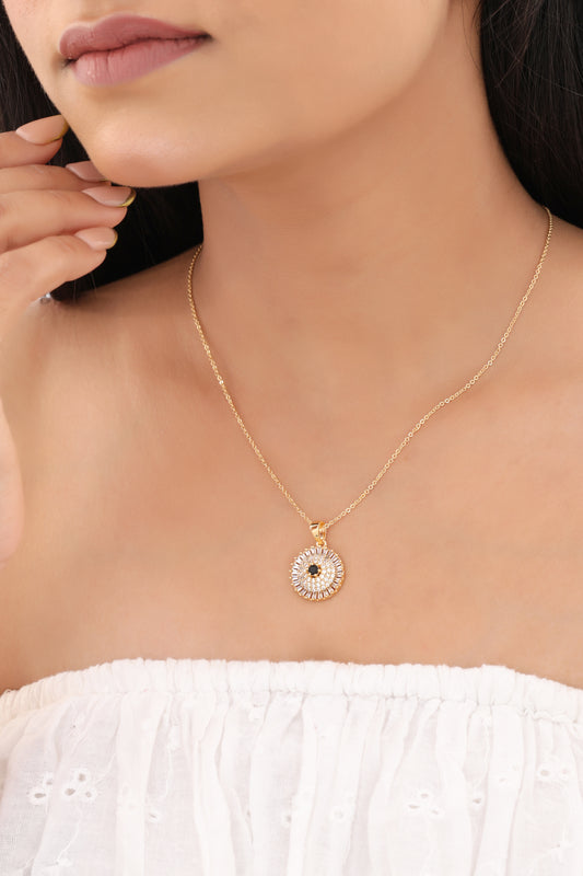 American Diamond Gold Plated Fancy Delicate Chain Pendent Necklace