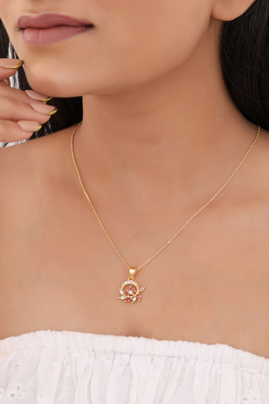 American Diamond Mix Colour Pendant Set Without Earring