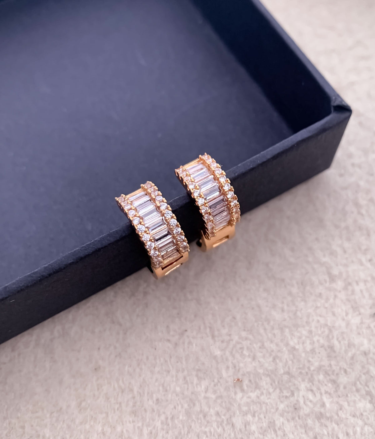 BUY 1 GET 1 FREE -American Diamond And Chowki Diamond Rose Gold Plated Fancy Earrings Bali - Earrings - Belleza Jewels