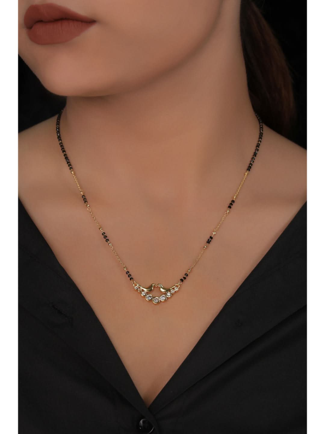 Buy 1 Get 1 Free - American Diamond Gold Plated Delicate Fancy chain Mangalsutra