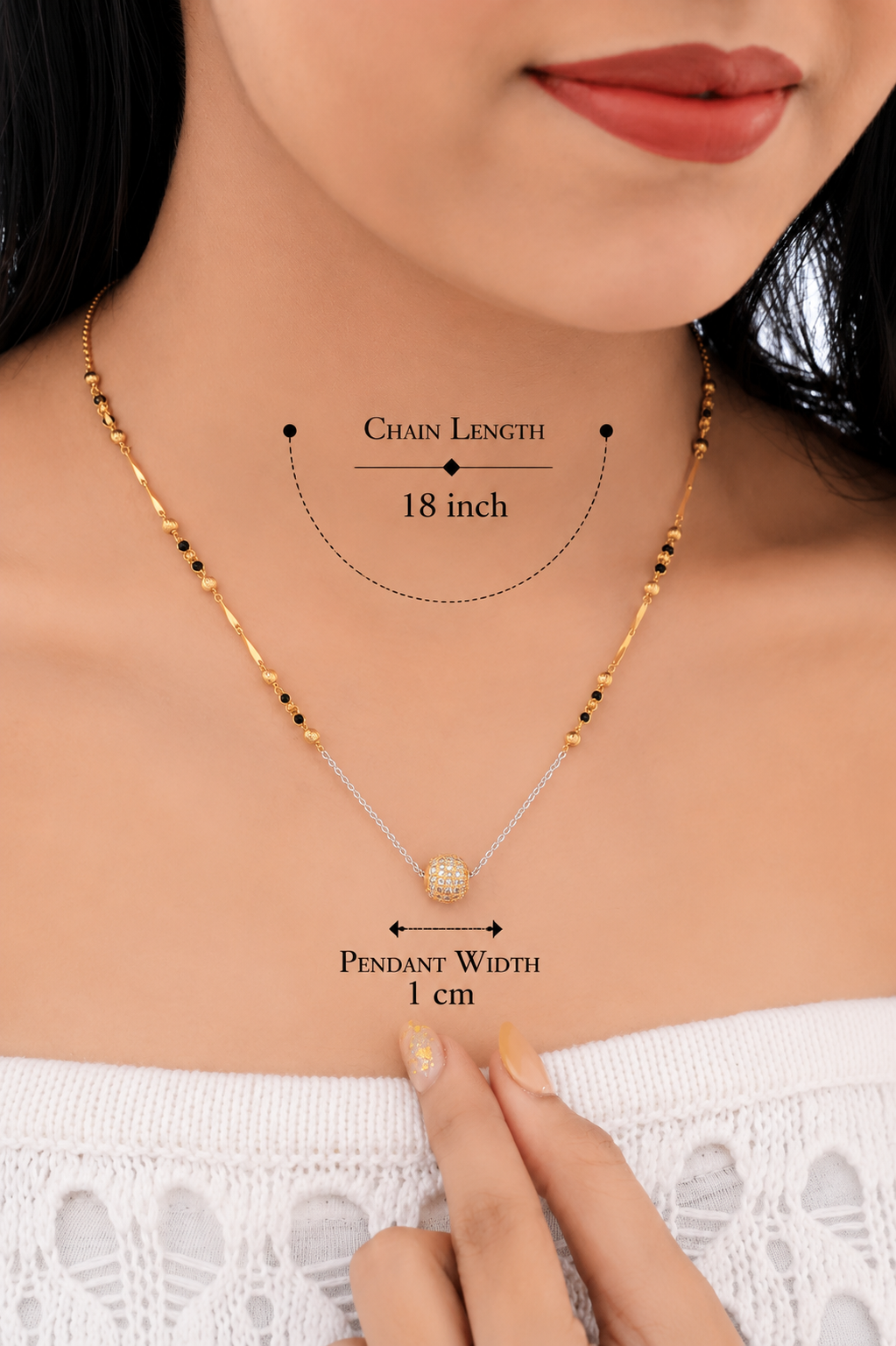 Crystal Ball Minimal Mangalsutra with Dual-Tone Chain