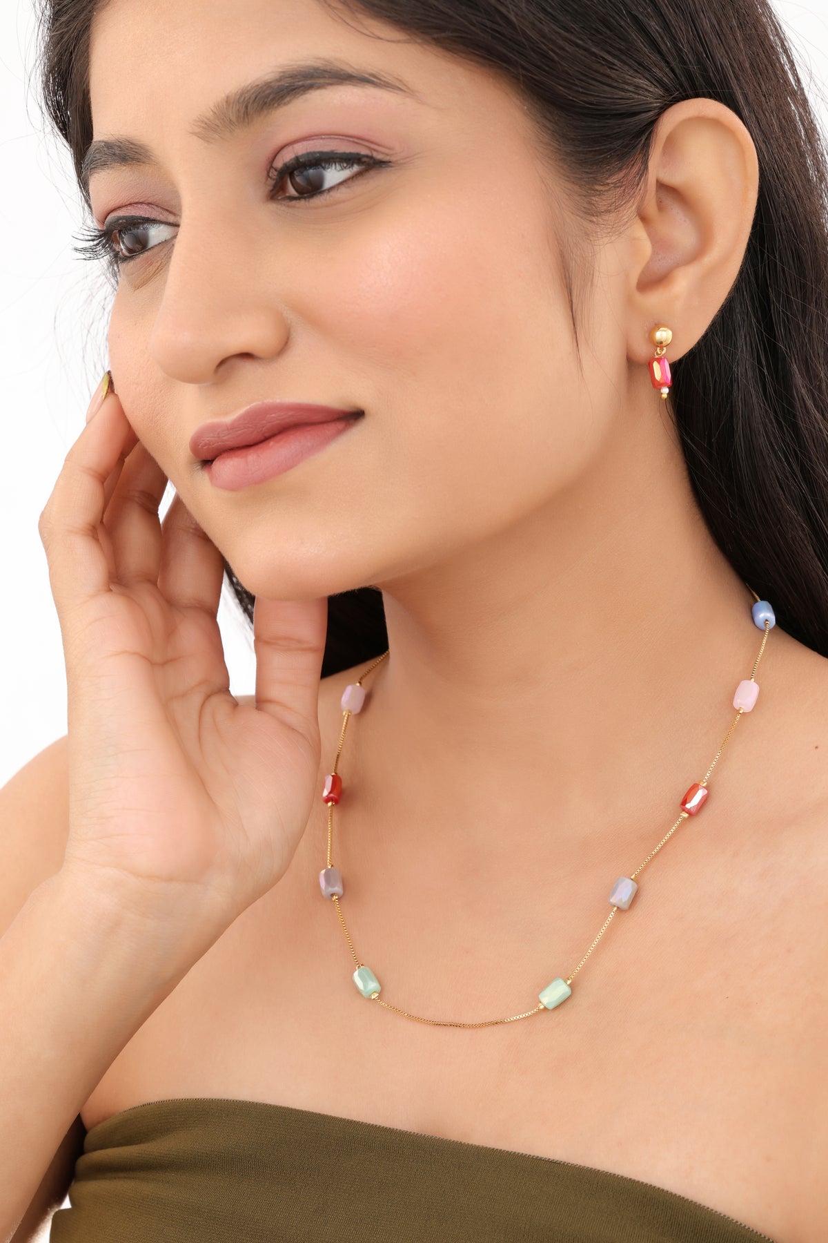 Multi Colour Fancy High Gold Western Mala Set - Western Mala Set - Belleza Jewels