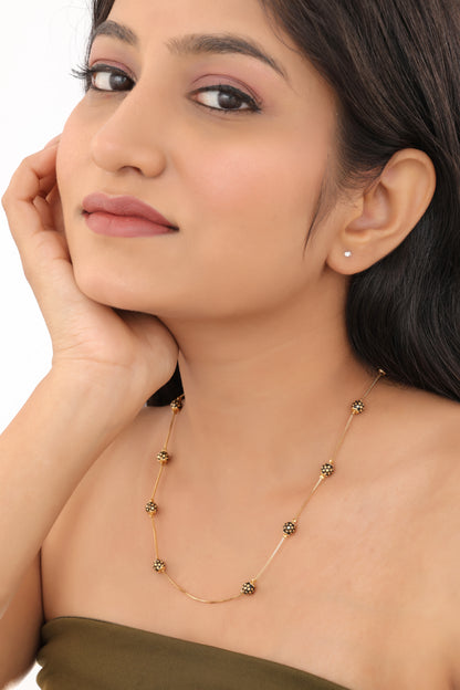 Polka Sphere Beads Gold Mala – Lightweight Designer Long Chain
