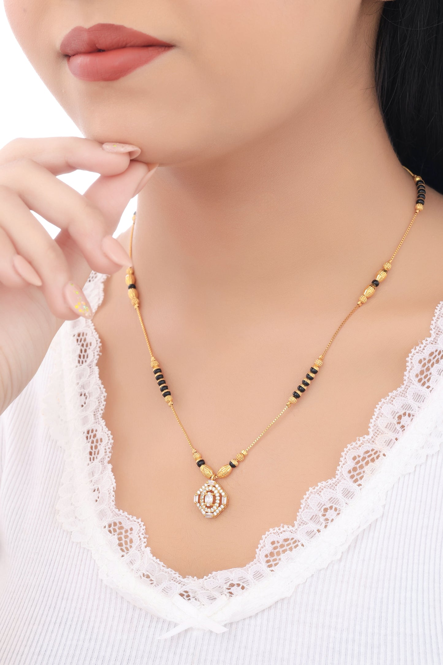 Buy 1 Get 1 Free  - American Diamond High Gold Plated  Delicate Mangalsutra